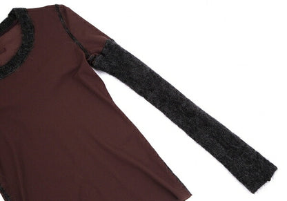 Jean Paul GAULTIER FEMME Hairy Knit Power Shirt Red Size 40