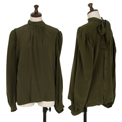 FOXEY Silk Back Gathered Blouse Green Size 40