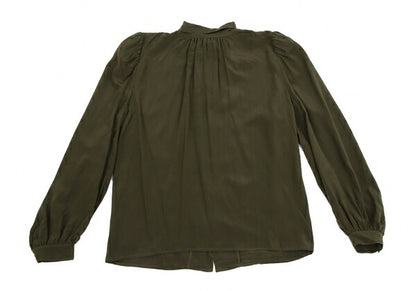 FOXEY Silk Back Gathered Blouse Green Size 40