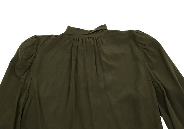 FOXEY Silk Back Gathered Blouse Green Size 40