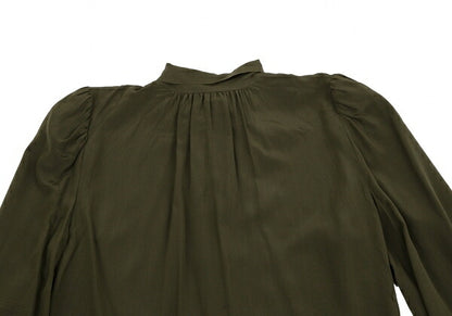 FOXEY Silk Back Gathered Blouse Green Size 40