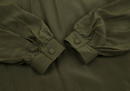 FOXEY Silk Back Gathered Blouse Green Size 40
