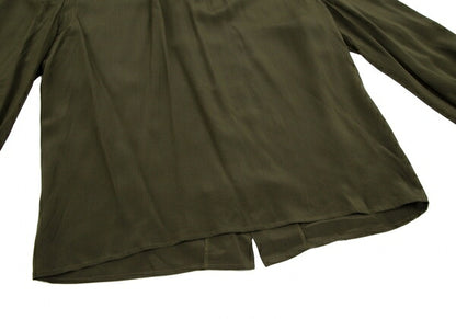 FOXEY Silk Back Gathered Blouse Green Size 40