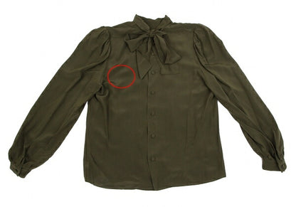 FOXEY Silk Back Gathered Blouse Green Size 40
