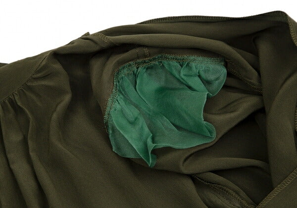 FOXEY Silk Back Gathered Blouse Green Size 40