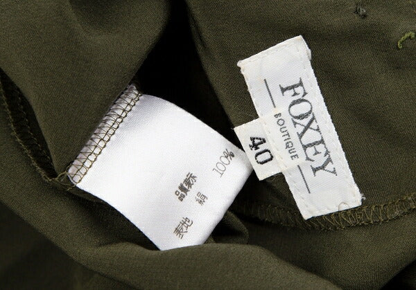 FOXEY Silk Back Gathered Blouse Green Size 40