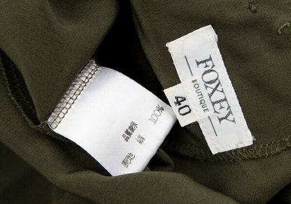 FOXEY Silk Back Gathered Blouse Green Size 40