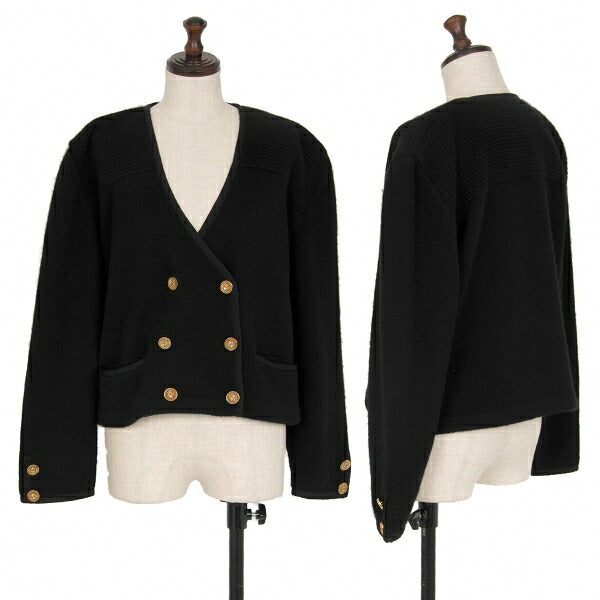 FOXEY Cashmere Knit Double-Breasted Jacket Black Size F