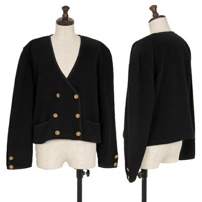 FOXEY Cashmere Knit Double-Breasted Jacket Black Size F