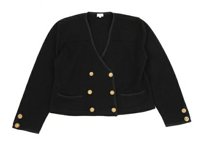 FOXEY Cashmere Knit Double-Breasted Jacket Black Size F