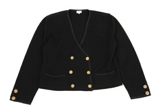 FOXEY Cashmere Knit Double-Breasted Jacket Black Size F