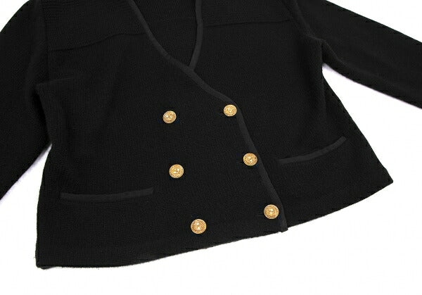 FOXEY Cashmere Knit Double-Breasted Jacket Black Size F