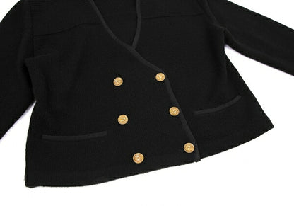 FOXEY Cashmere Knit Double-Breasted Jacket Black Size F