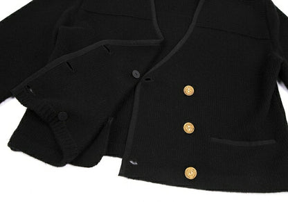 FOXEY Cashmere Knit Double-Breasted Jacket Black Size F