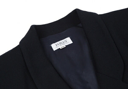 FOXEY Gold Button Double Breasted Long Jacket Navy Size 40