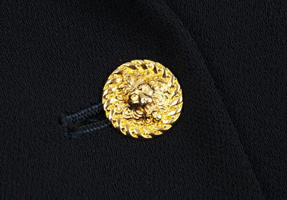 FOXEY Gold Button Double Breasted Long Jacket Navy Size 40