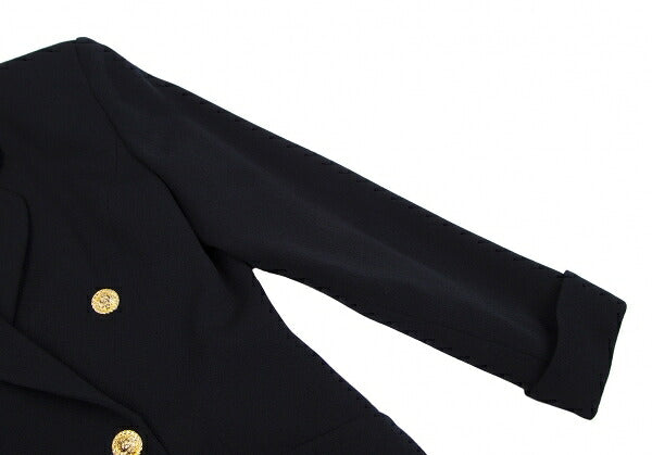FOXEY Gold Button Double Breasted Long Jacket Navy Size 40