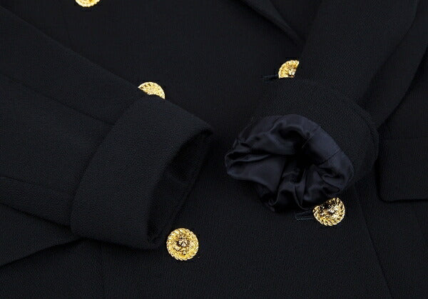 FOXEY Gold Button Double Breasted Long Jacket Navy Size 40
