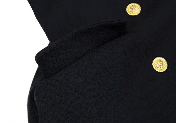 FOXEY Gold Button Double Breasted Long Jacket Navy Size 40