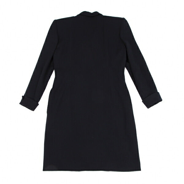 FOXEY Gold Button Double Breasted Long Jacket Navy Size 40