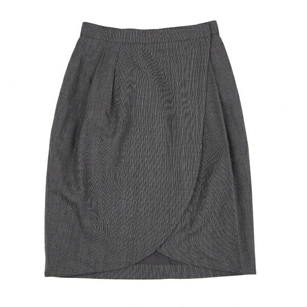 FOXEY Wool Two-Tuck Wrap Midi Skirt Gray Size 42
