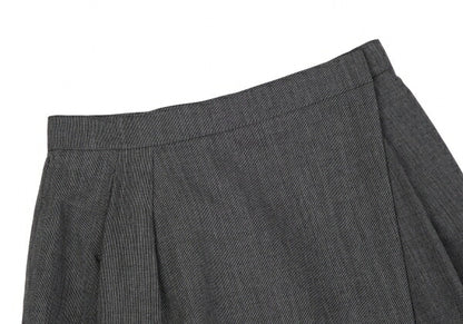 FOXEY Wool Two-Tuck Wrap Midi Skirt Gray Size 42