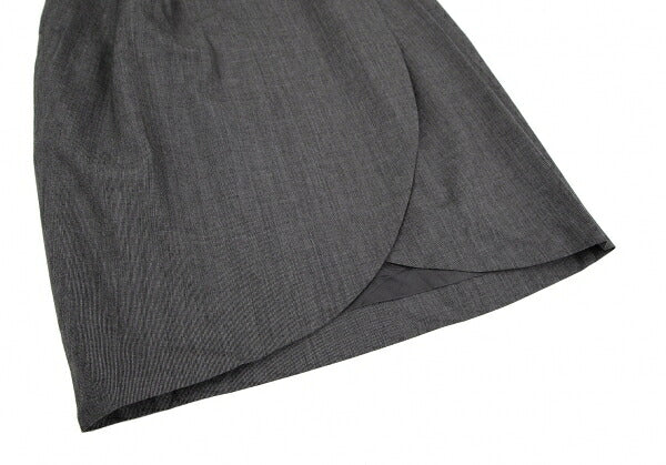 FOXEY Wool Two-Tuck Wrap Midi Skirt Gray Size 42