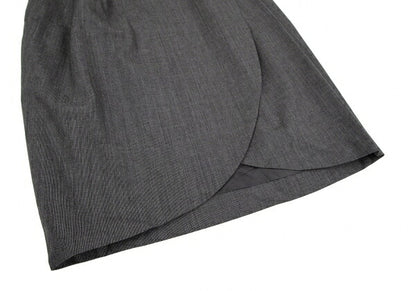 FOXEY Wool Two-Tuck Wrap Midi Skirt Gray Size 42