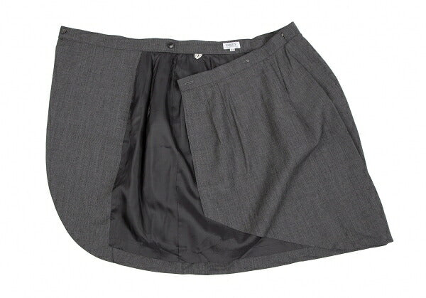 FOXEY Wool Two-Tuck Wrap Midi Skirt Gray Size 42