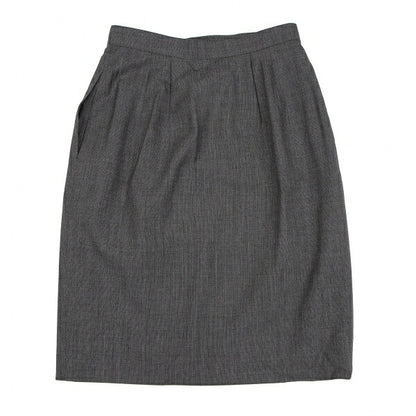 FOXEY Wool Two-Tuck Wrap Midi Skirt Gray Size 42