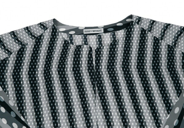 ISSEY MIYAKE Dot Stripe Print Tunic Gray Blouse Size 1