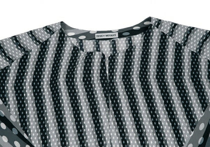 ISSEY MIYAKE Dot Stripe Print Tunic Gray Blouse Size 1