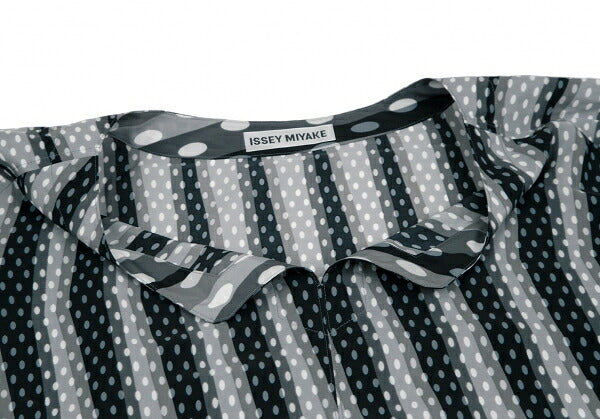 ISSEY MIYAKE Dot Stripe Print Tunic Gray Blouse Size 1