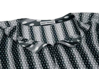 ISSEY MIYAKE Dot Stripe Print Tunic Gray Blouse Size 1