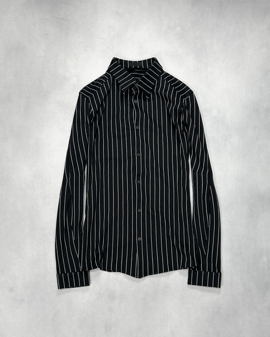 Devoa Anatomical Pattern Striped Dress Shirt Black Size 3