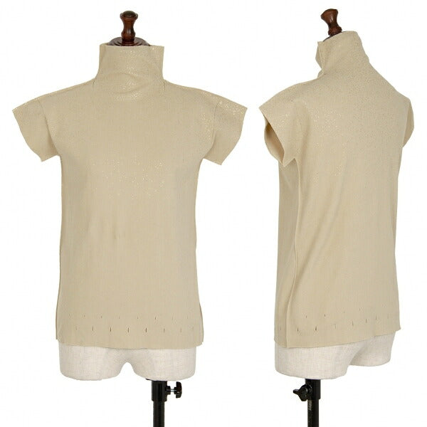 ISSEY MIYAKE A-POC Glitter Print High T-Shirt Beige Size 2