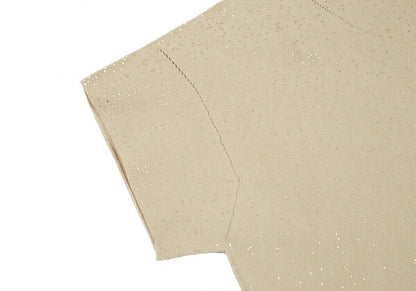 ISSEY MIYAKE A-POC Glitter Print High T-Shirt Beige Size 2