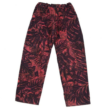 Y's Botanical Print Cotton Linen Pants Red Size 2