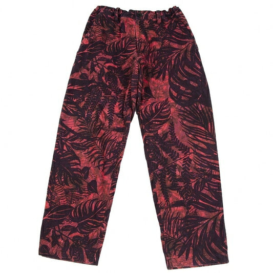 Y's Botanical Print Cotton Linen Pants Red Size 2
