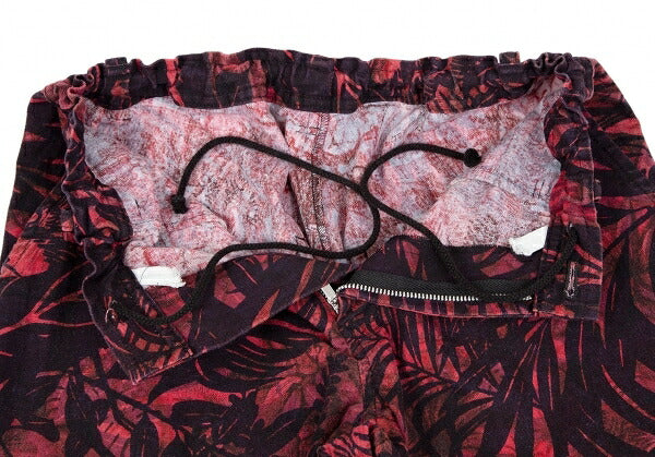 Y's Botanical Print Cotton Linen Pants Red Size 2