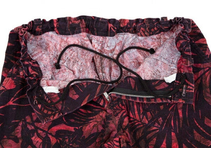 Y's Botanical Print Cotton Linen Pants Red Size 2