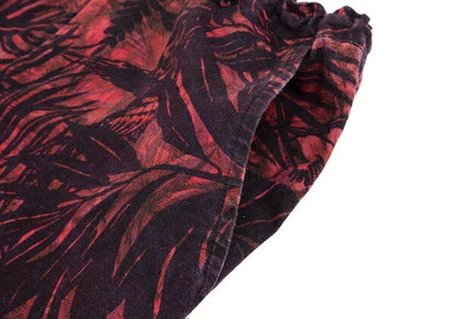 Y's Botanical Print Cotton Linen Pants Red Size 2