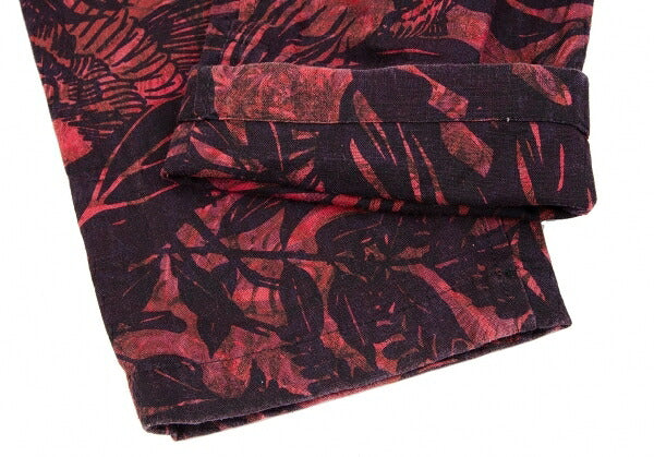 Y's Botanical Print Cotton Linen Pants Red Size 2