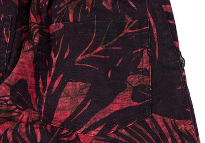 Y's Botanical Print Cotton Linen Pants Red Size 2