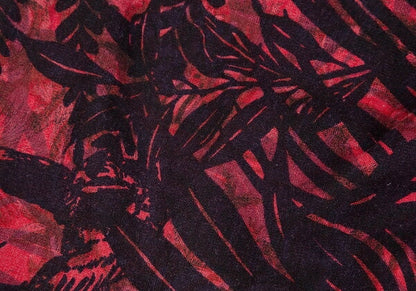 Y's Botanical Print Cotton Linen Pants Red Size 2
