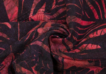 Y's Botanical Print Cotton Linen Pants Red Size 2