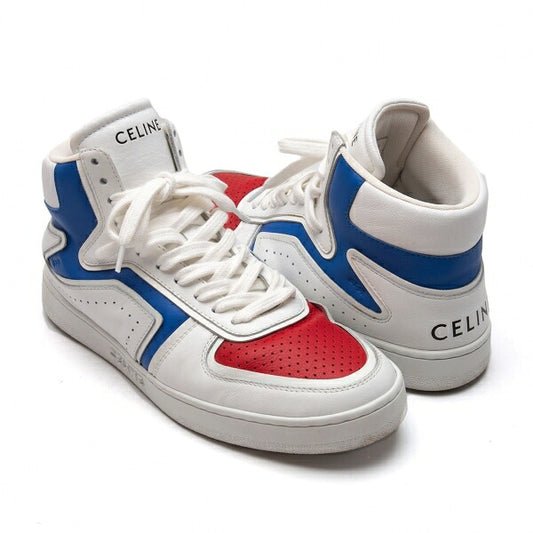 CELINE High Top Leather Sneakers Red Blue Size 39 (24.5cm)