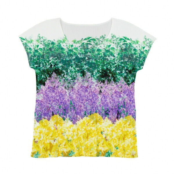 PLEATS PLEASE Floral Print Mist Pleated T-Shirt White Size 3