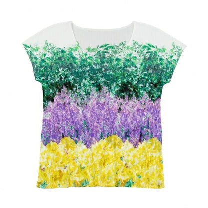 PLEATS PLEASE Floral Print Mist Pleated T-Shirt White Size 3