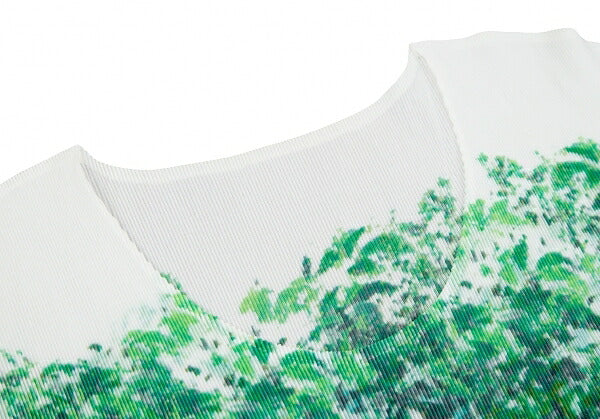 PLEATS PLEASE Floral Print Mist Pleated T-Shirt White Size 3